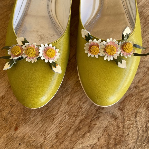 LEA FOSCATI Beautiful Soft Green Leather Ballet Flats Handmade Flowers 38 ITALY! - Picture 6 of 14